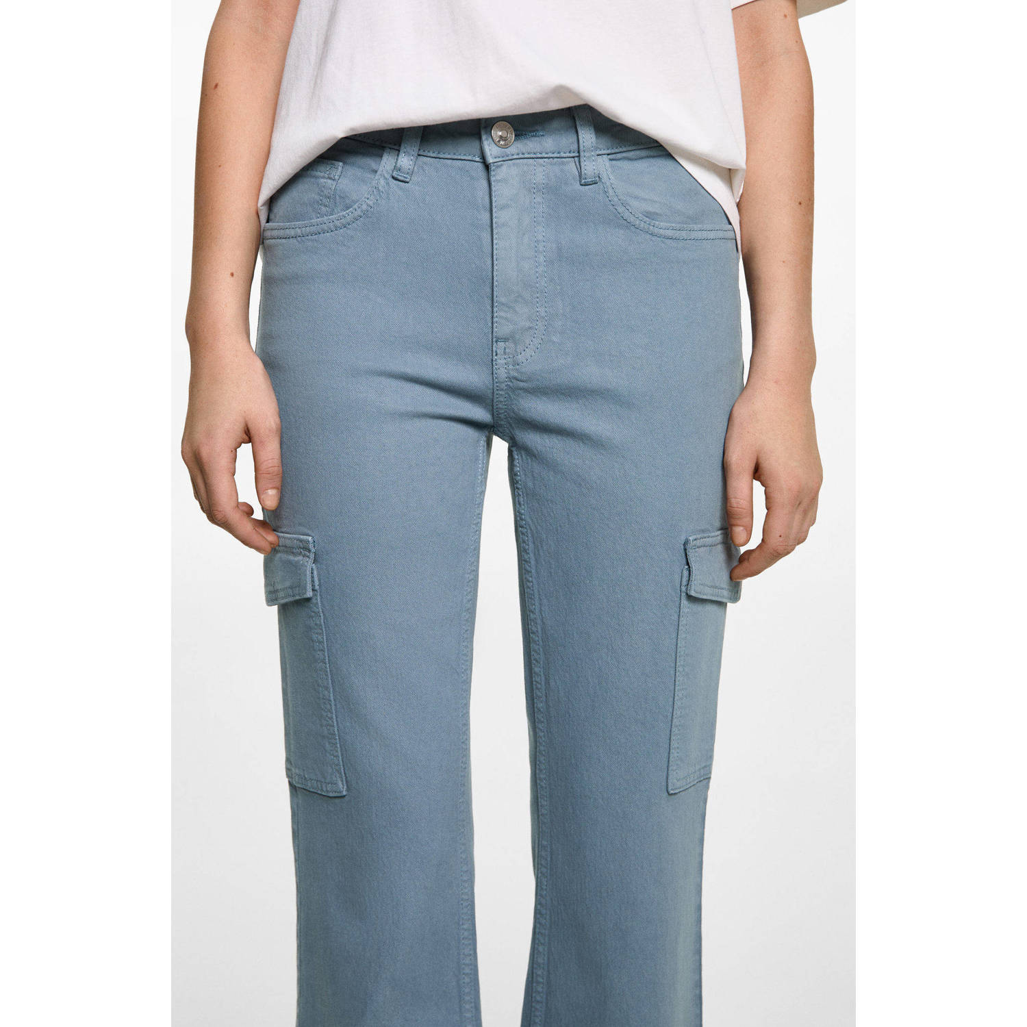 MANGO TEEN regular cargo broek blauw