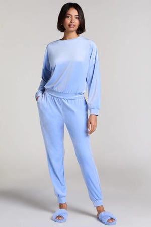 fluwelen loungebroek blauw