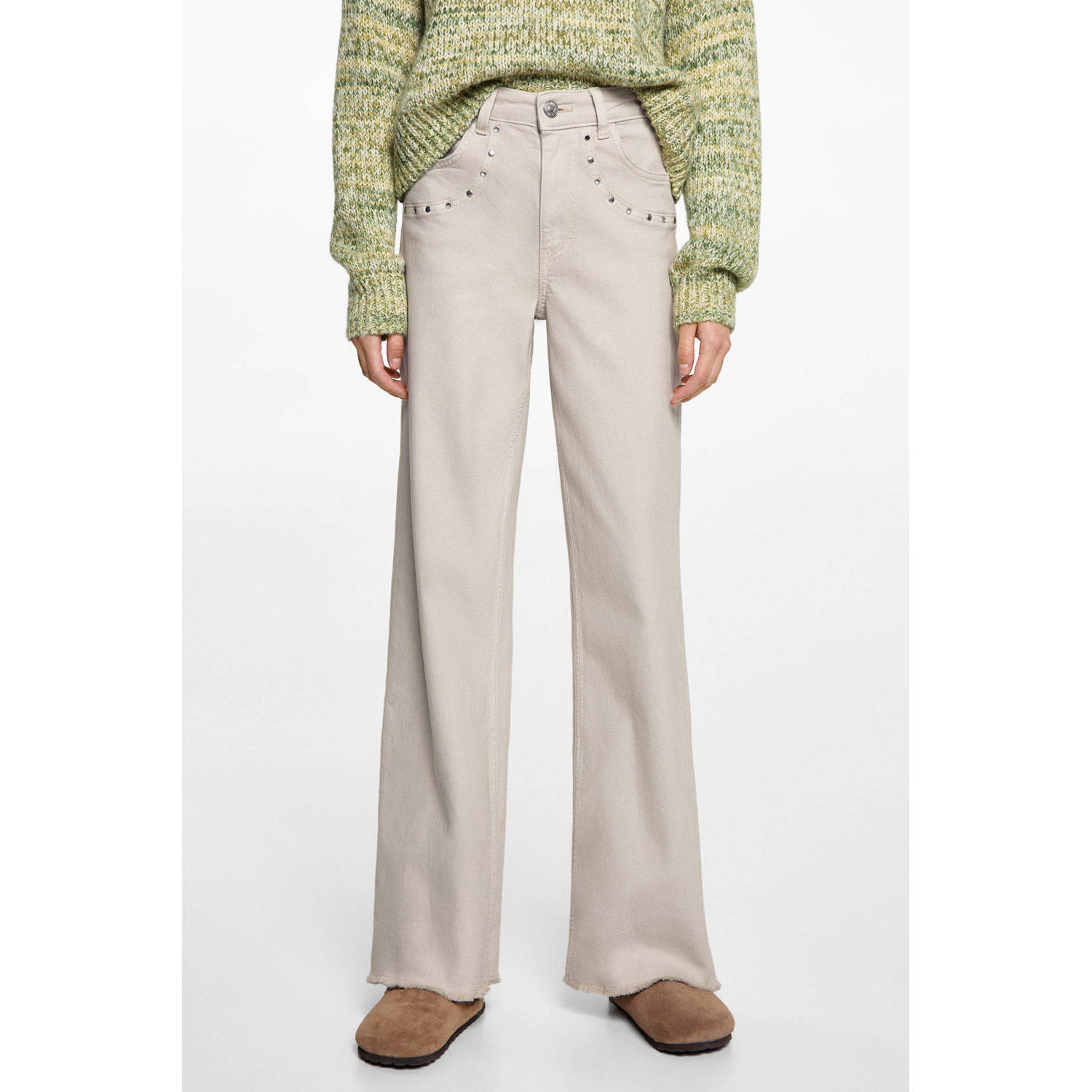 MANGO TEEN straight casual broek grijs