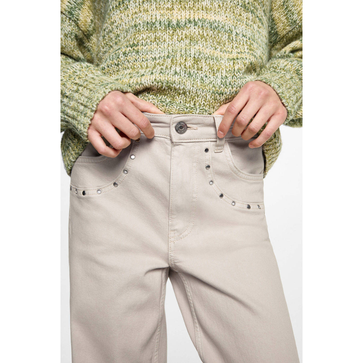 MANGO TEEN straight casual broek grijs