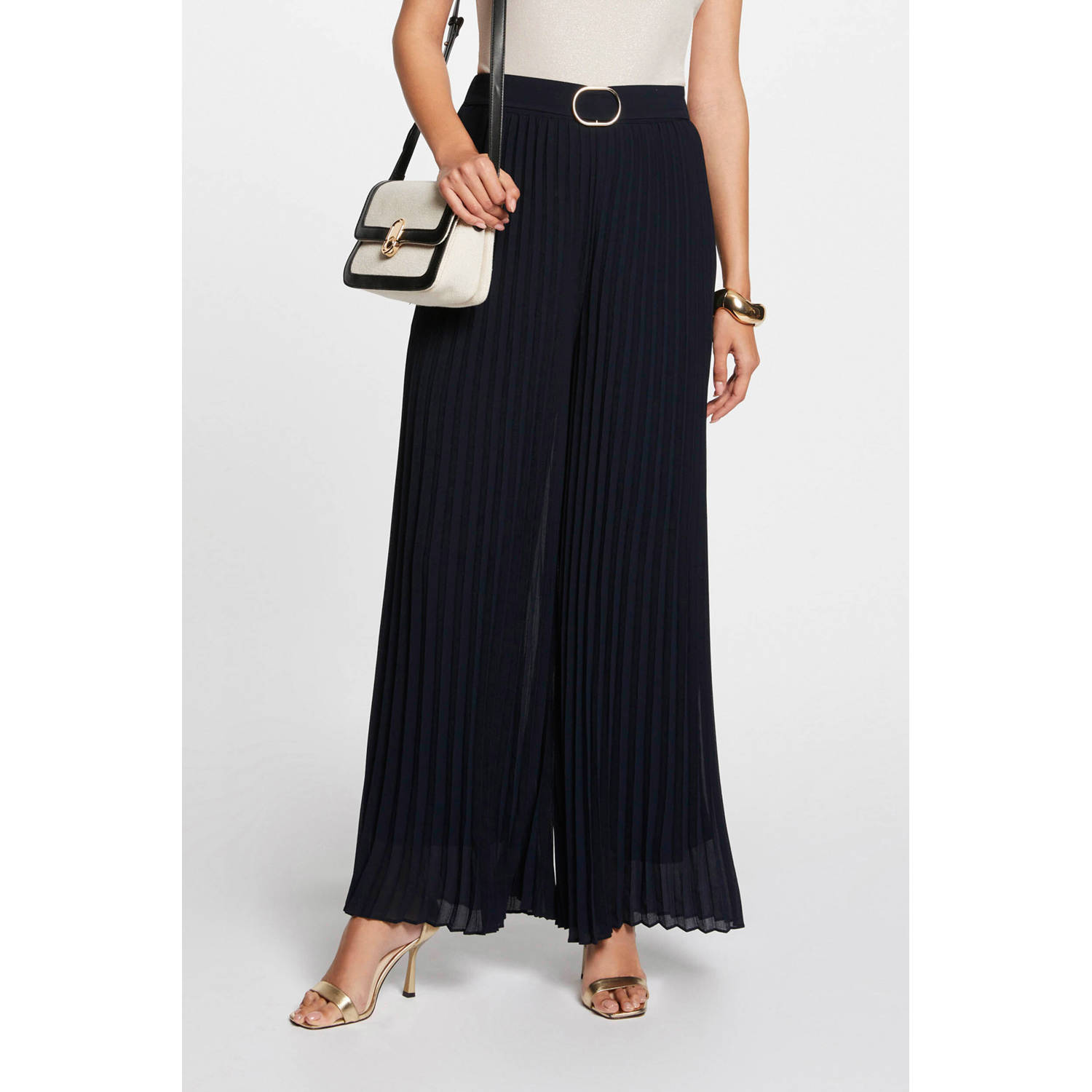 Morgan wide leg broek marine