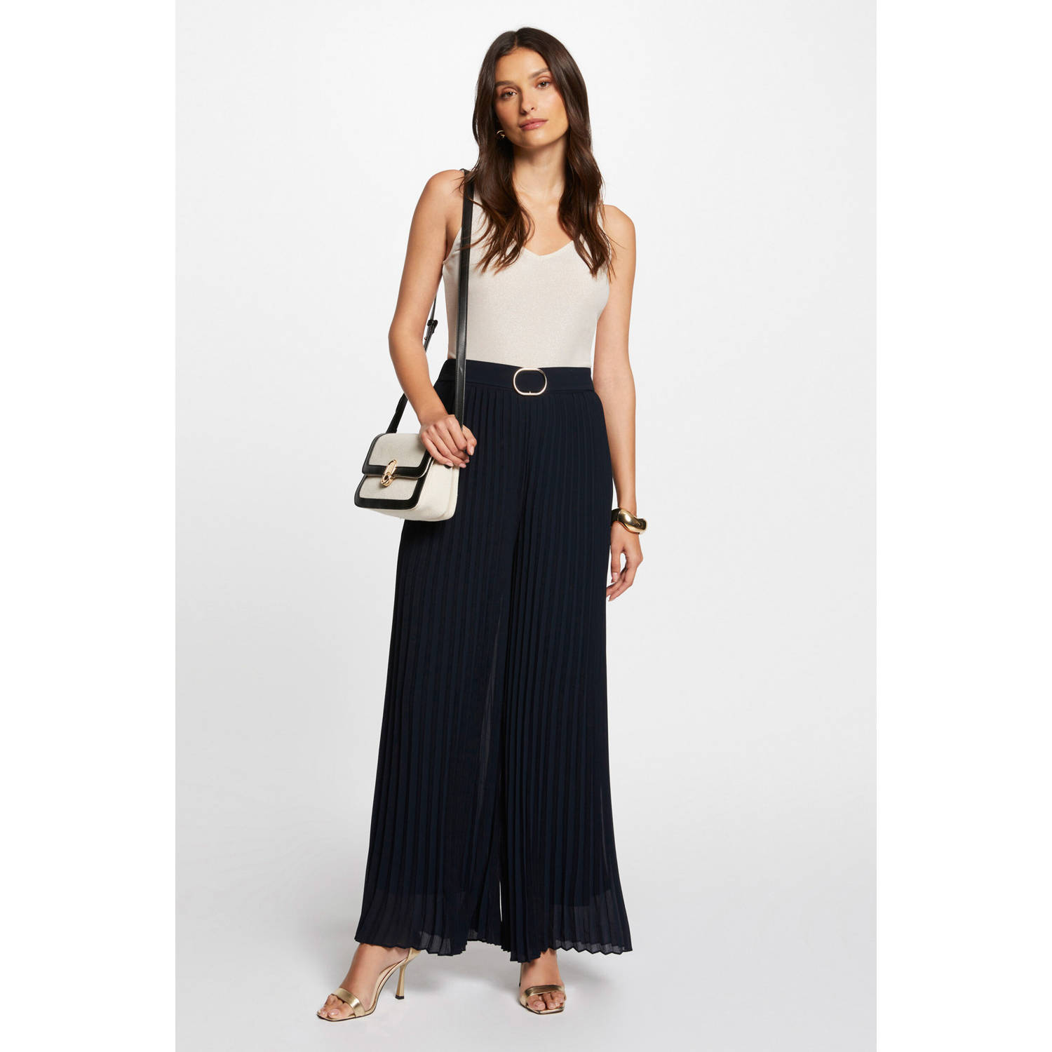 Morgan wide leg broek marine
