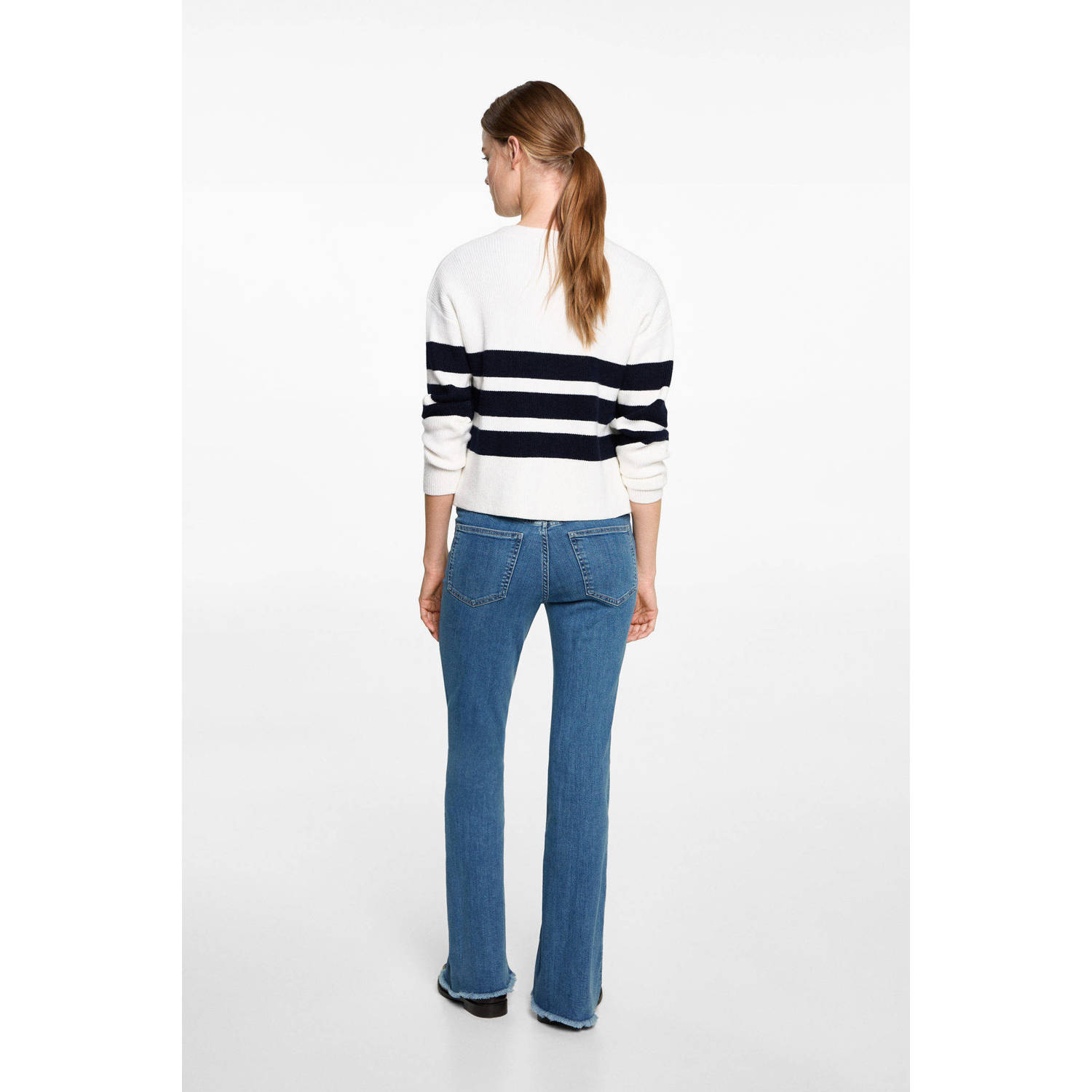 MANGO TEEN regular waist flared jeans medium blue denim