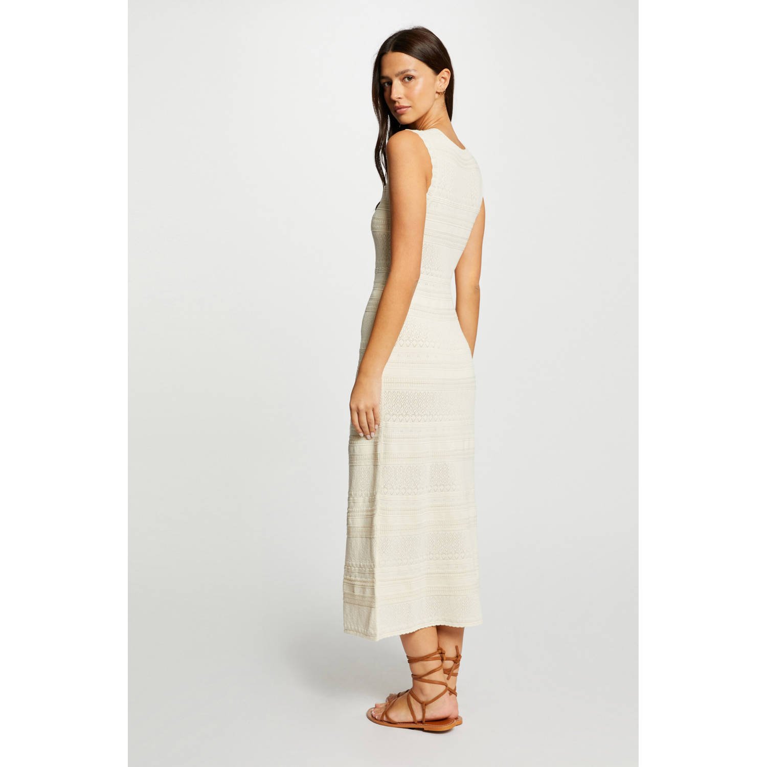 Morgan midi jurk gehaakt ecru