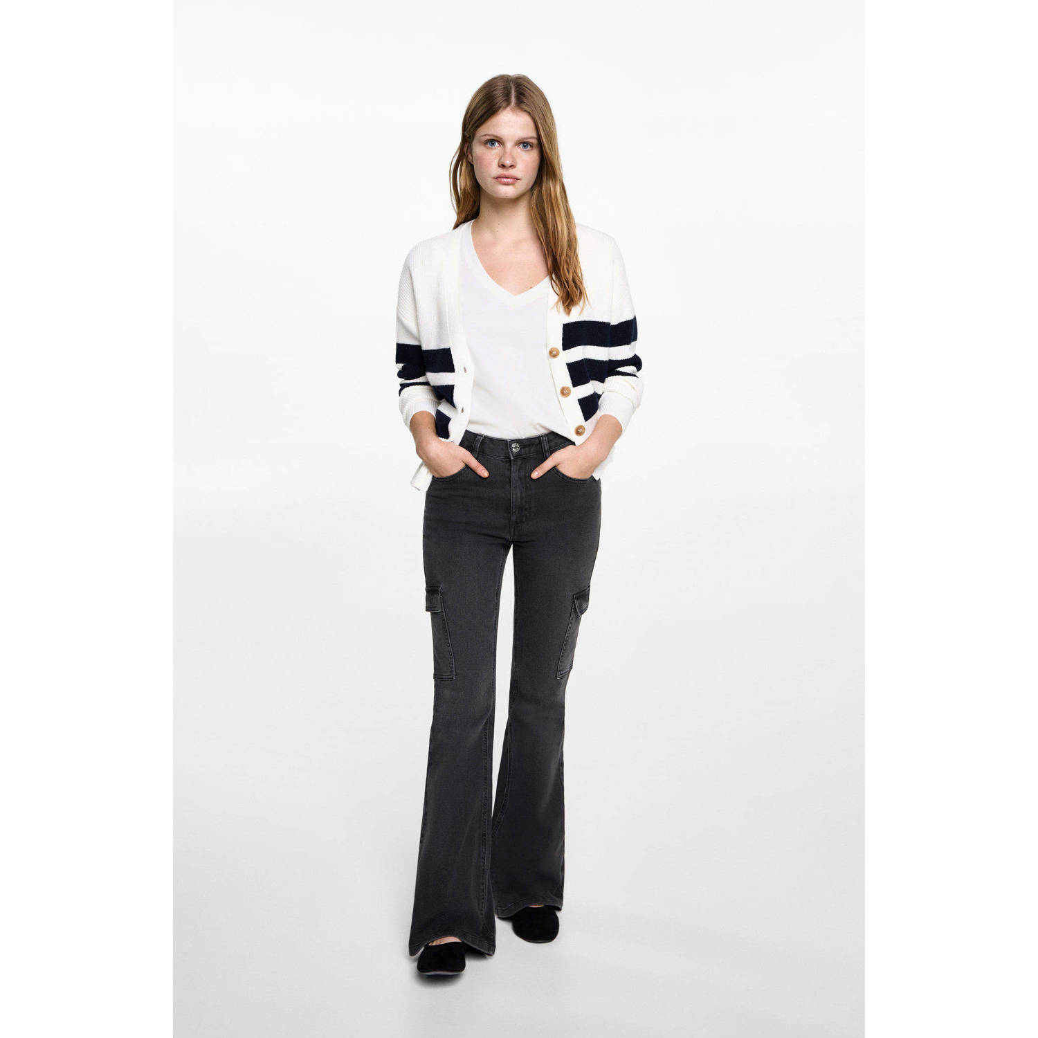 MANGO TEEN flared jeans grey denim