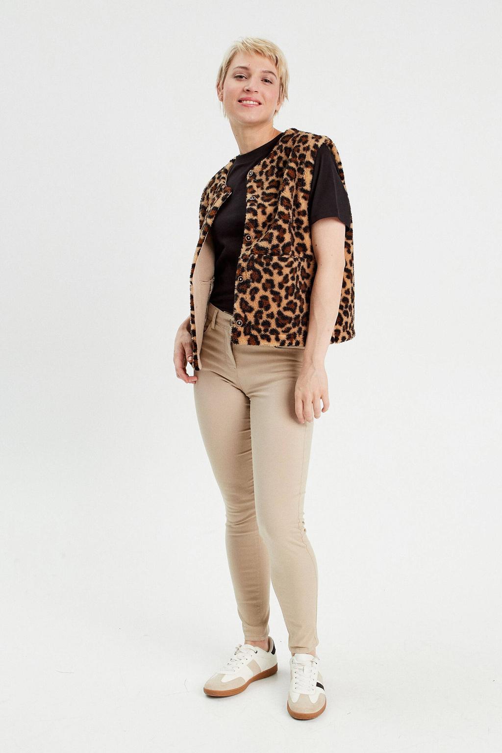 Taupe dames Cache Cache slim fit jeans met regular waist en effen