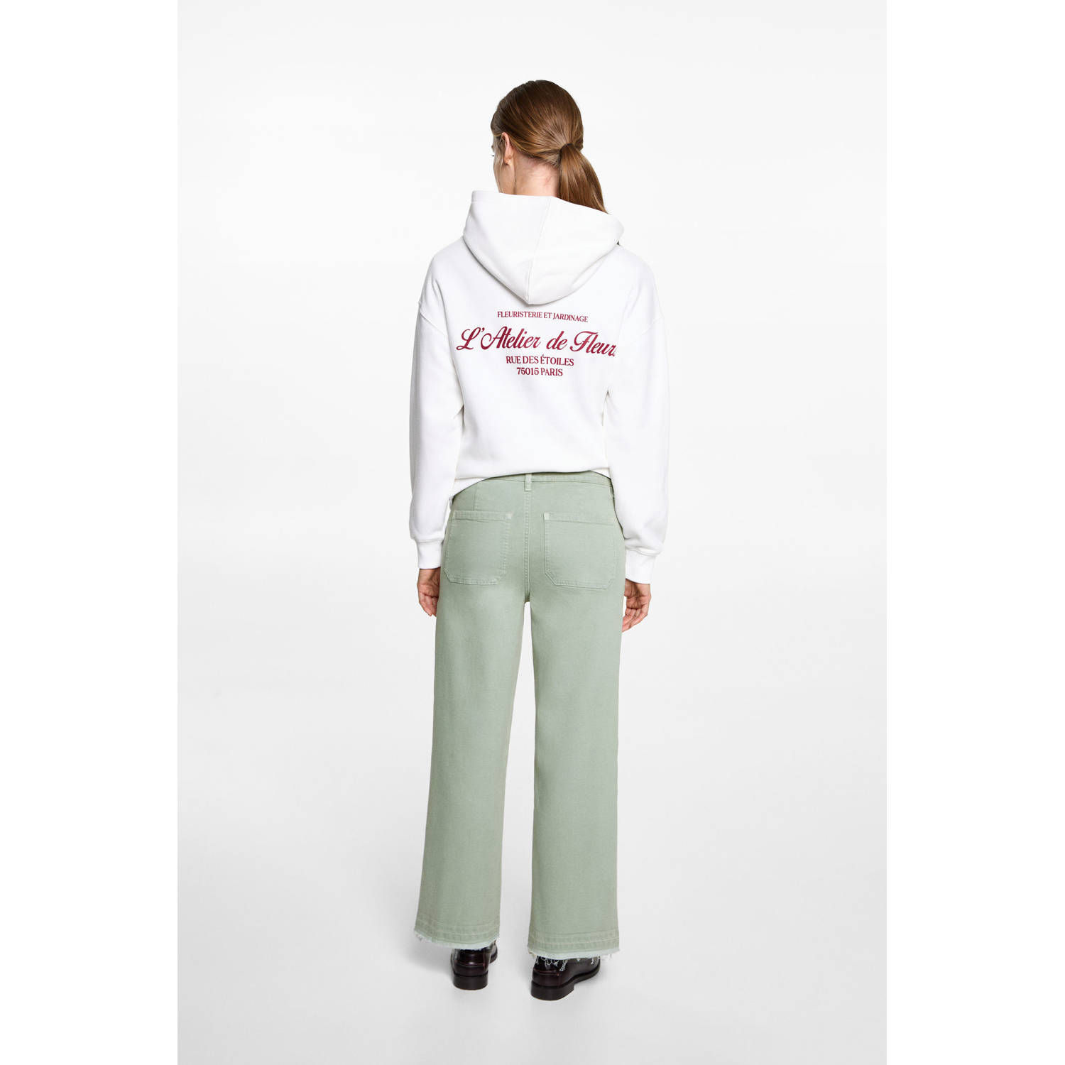 MANGO TEEN wide leg casual broek groen