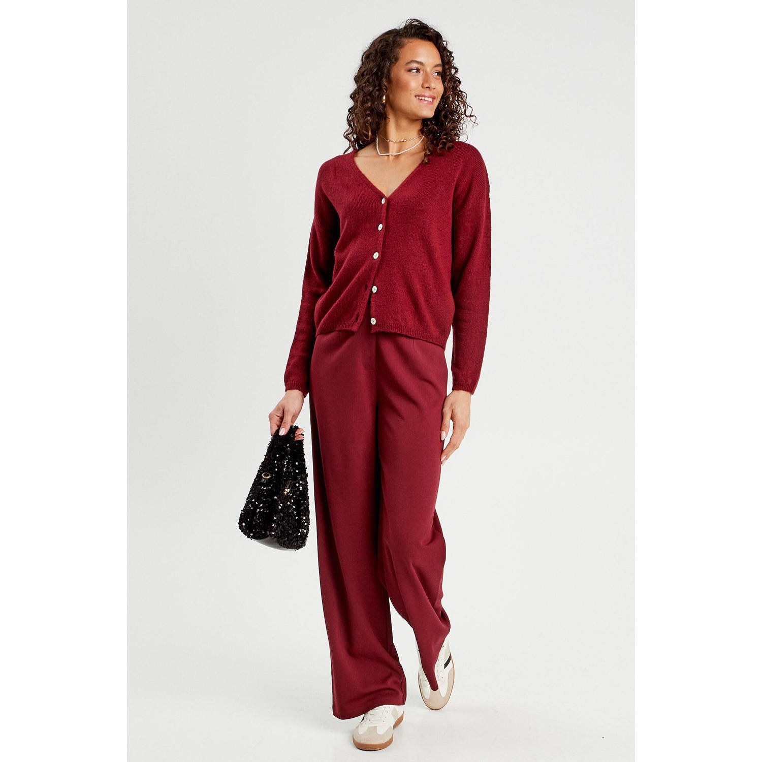 Cache wide leg high waist pantalon roodbruin