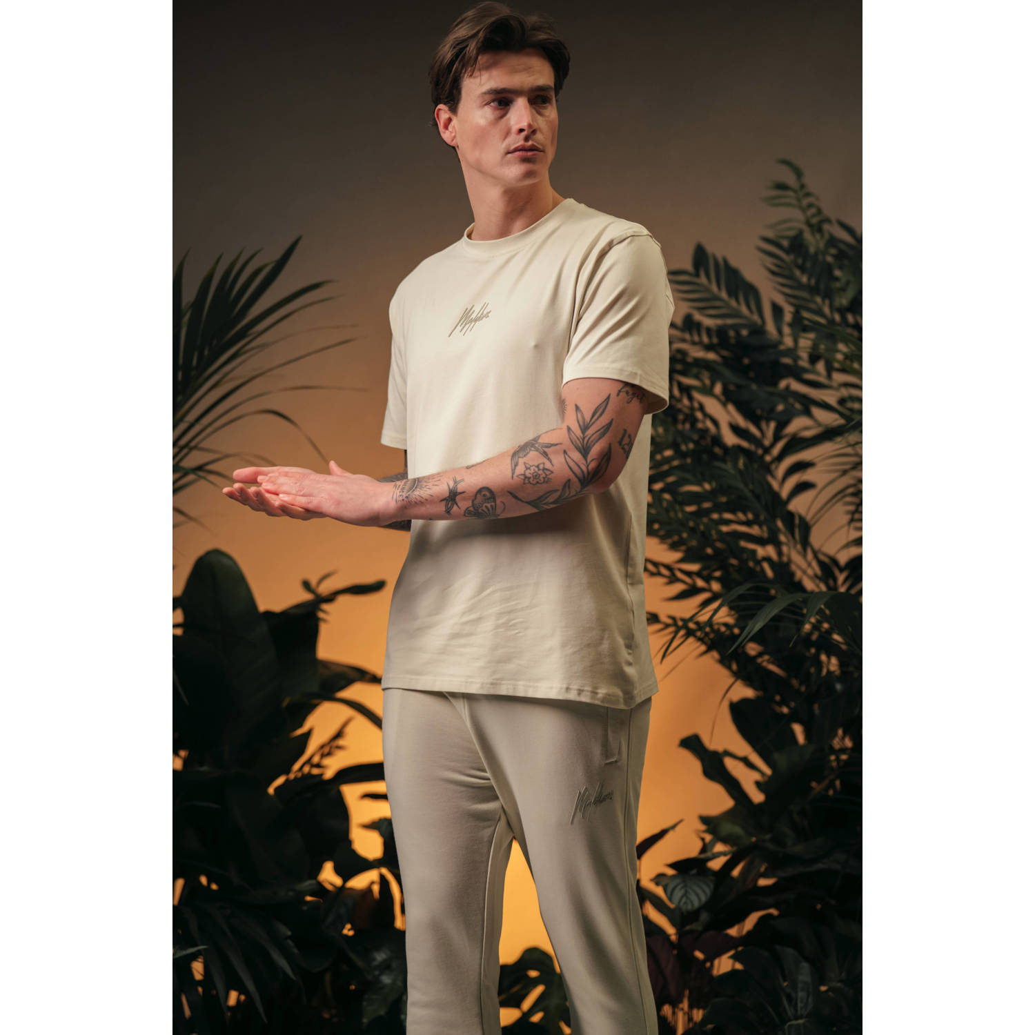 Malelions slim joggingbroek beige
