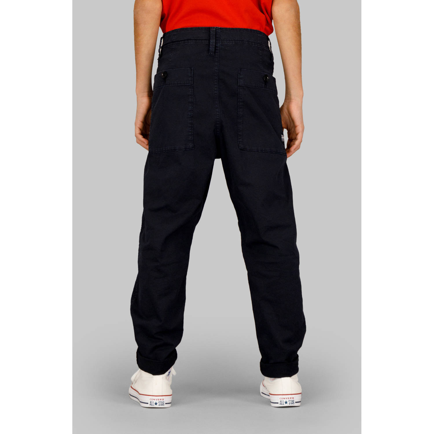 G-STAR tapered casual broek donkerblauw