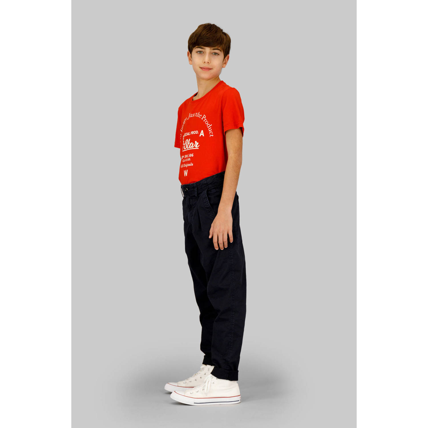 G-STAR tapered casual broek donkerblauw