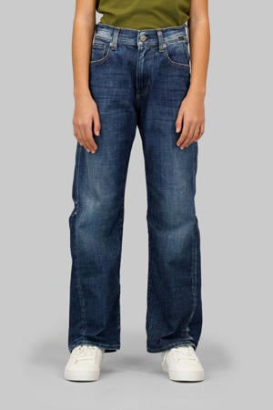 high waist loose fit jeans dark blue denim