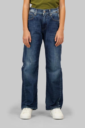high waist loose fit jeans dark blue denim