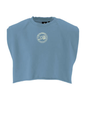 mouwloze top blauw