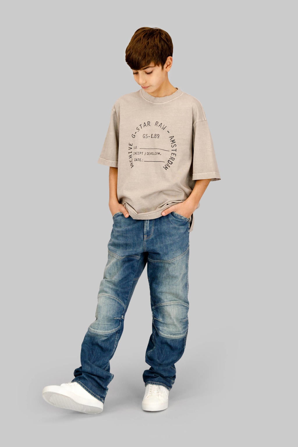 Dark blue denim jongens G-STAR regular waist regular fit jeans dark blue van denim met effen