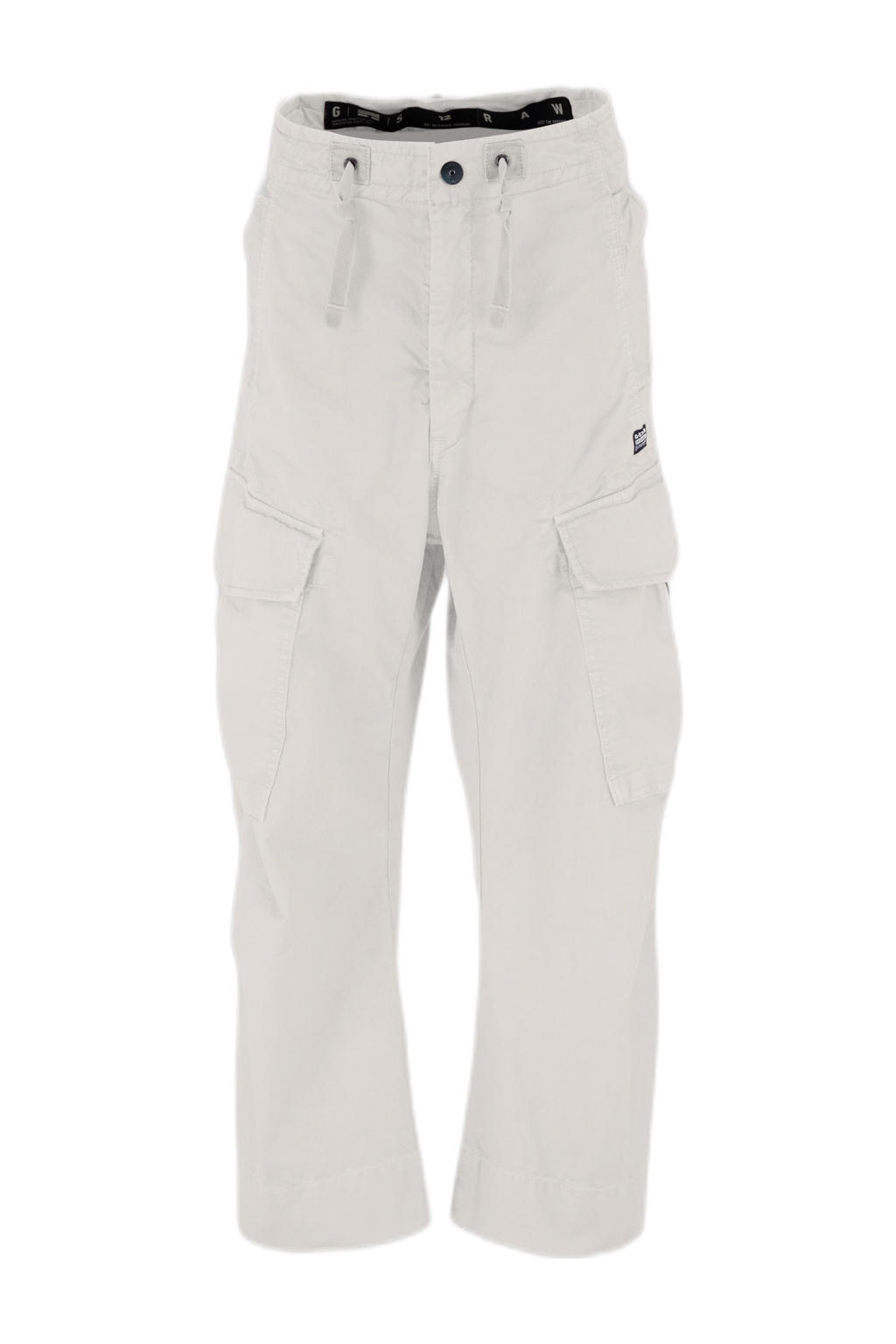 Ecru meisjes G-STAR relaxed cargobroek van stretchkatoen met high waist, rits- en drukknoopsluiting en effen