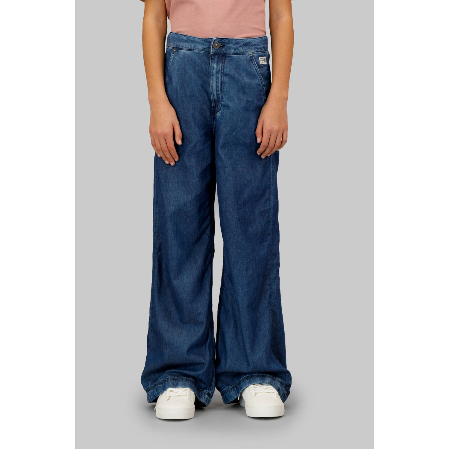 G-STAR loose fit high waist wide leg jeans medium blue denim