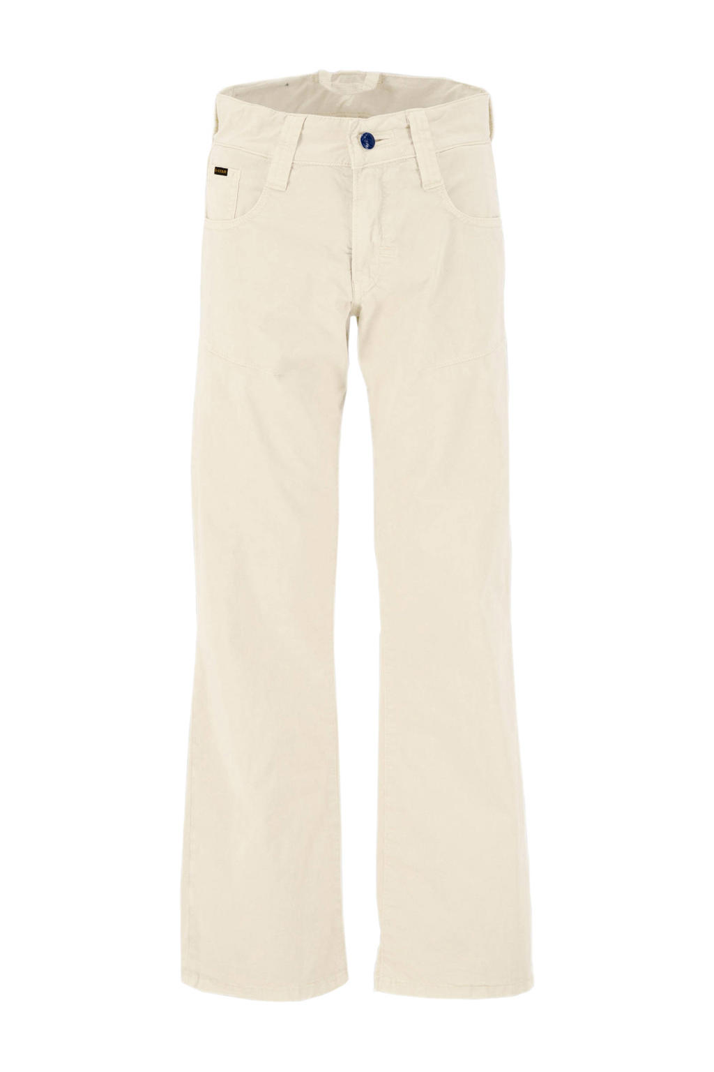Ecru meisjes G-STAR loose casual broek van stretchkatoen met regular waist, rits- en knoopsluiting en effen