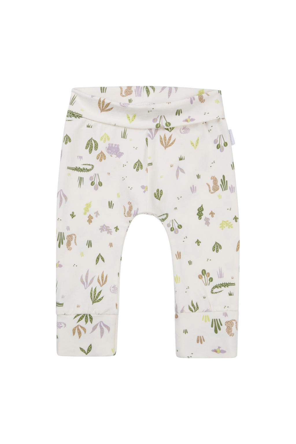 Ecru, groen en beige jongens Noppies baby regular babybroek van katoen met elastische tailleband en strepenprint