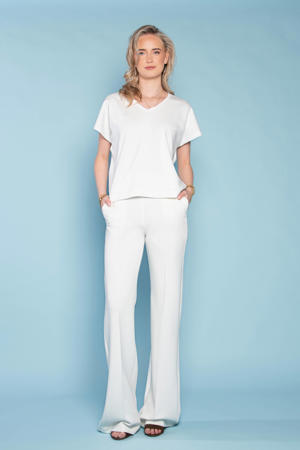 rechtvallend regular waist casual broek ecru