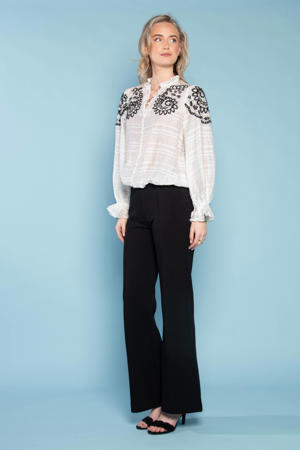 straight regular waist pantalon zwart