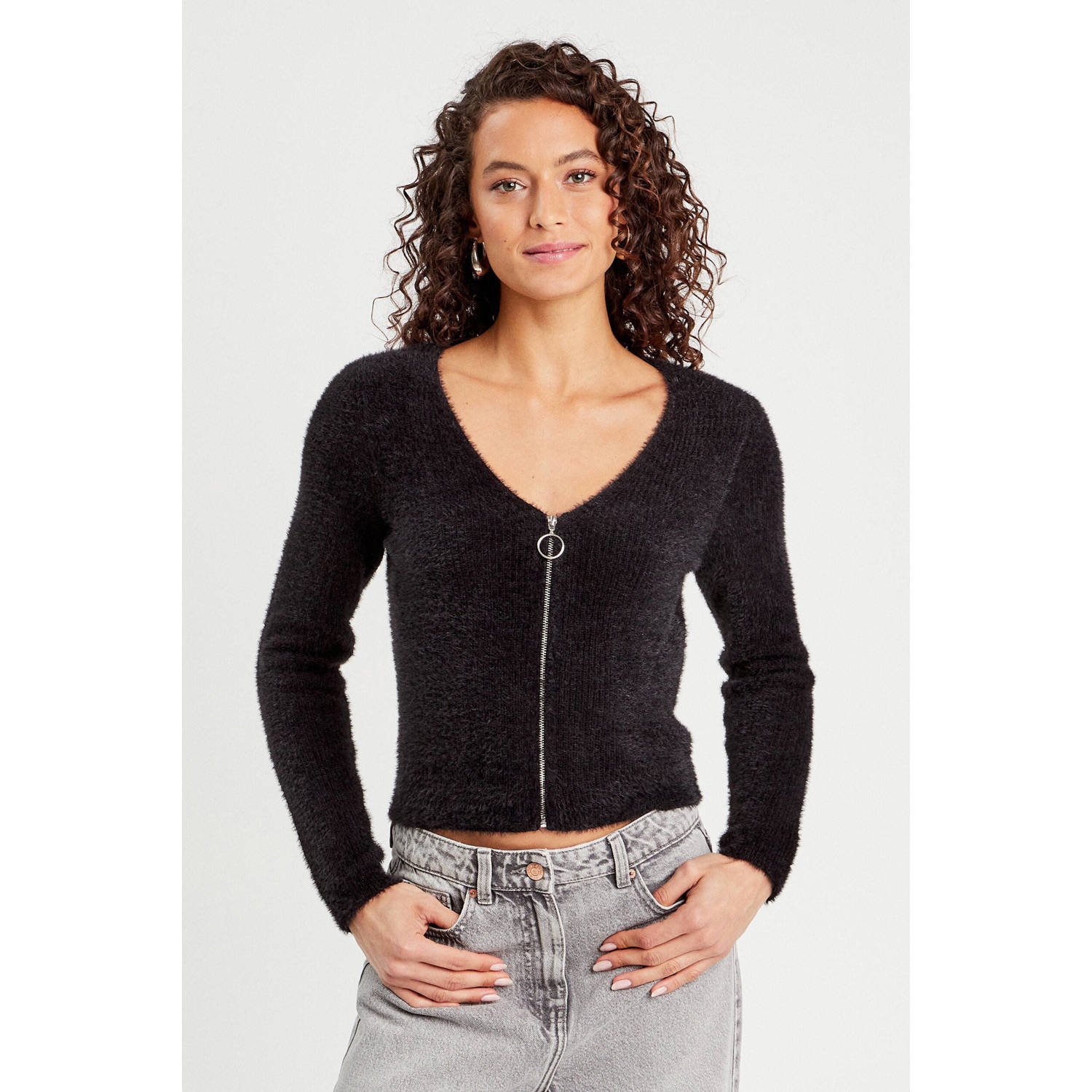 Cache gebreid vest zwart