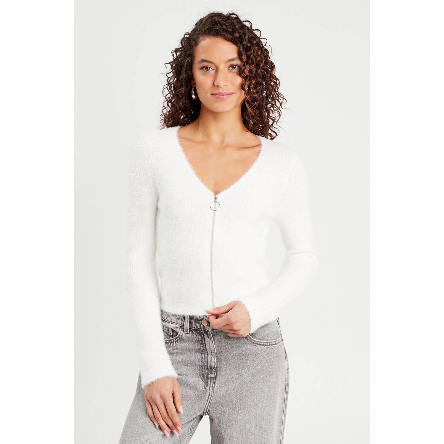 Cache gebreid vest ecru