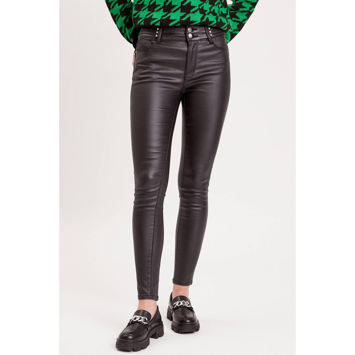 Cache slim regular waist broek zwart