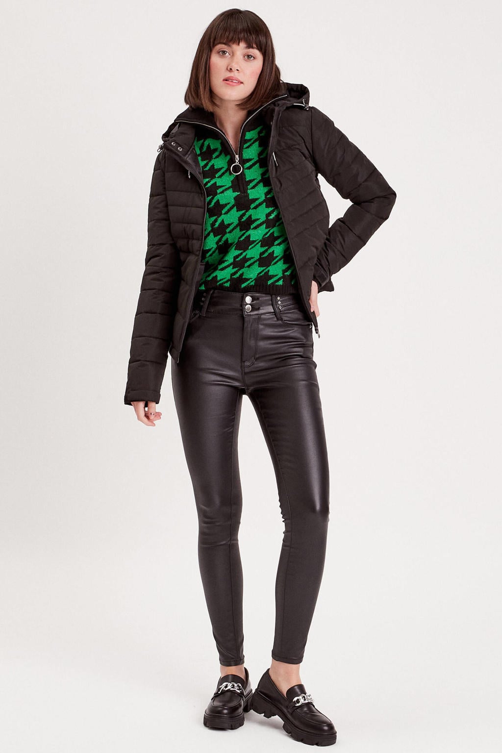 Zwarte dames Cache Cache slim fit imitatieleren broek met regular waist