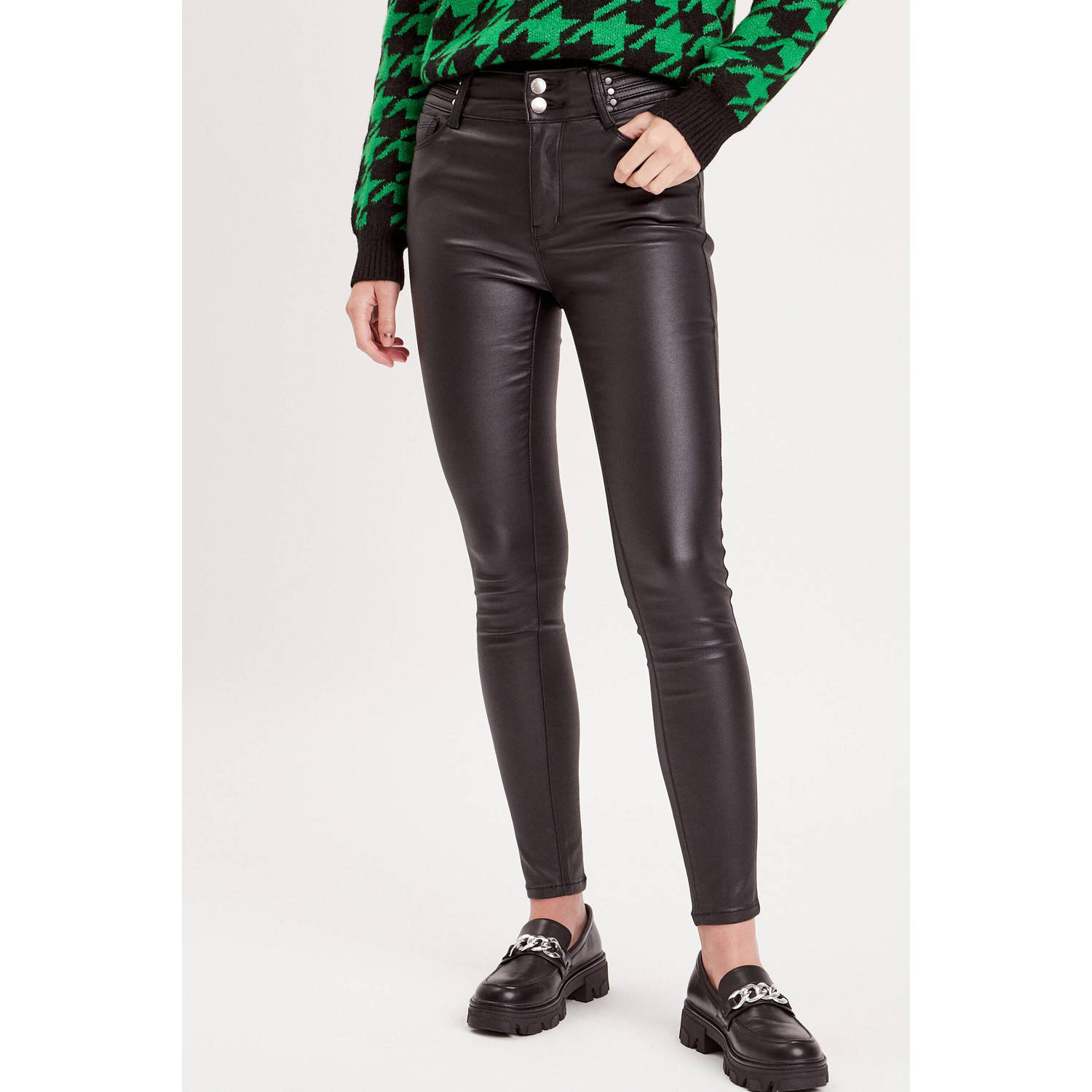 Cache slim regular waist broek zwart