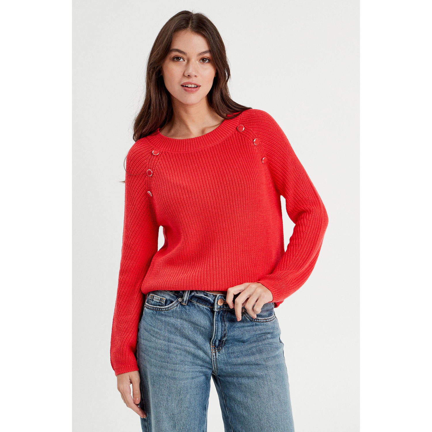 Cache trui rood grof gebreid
