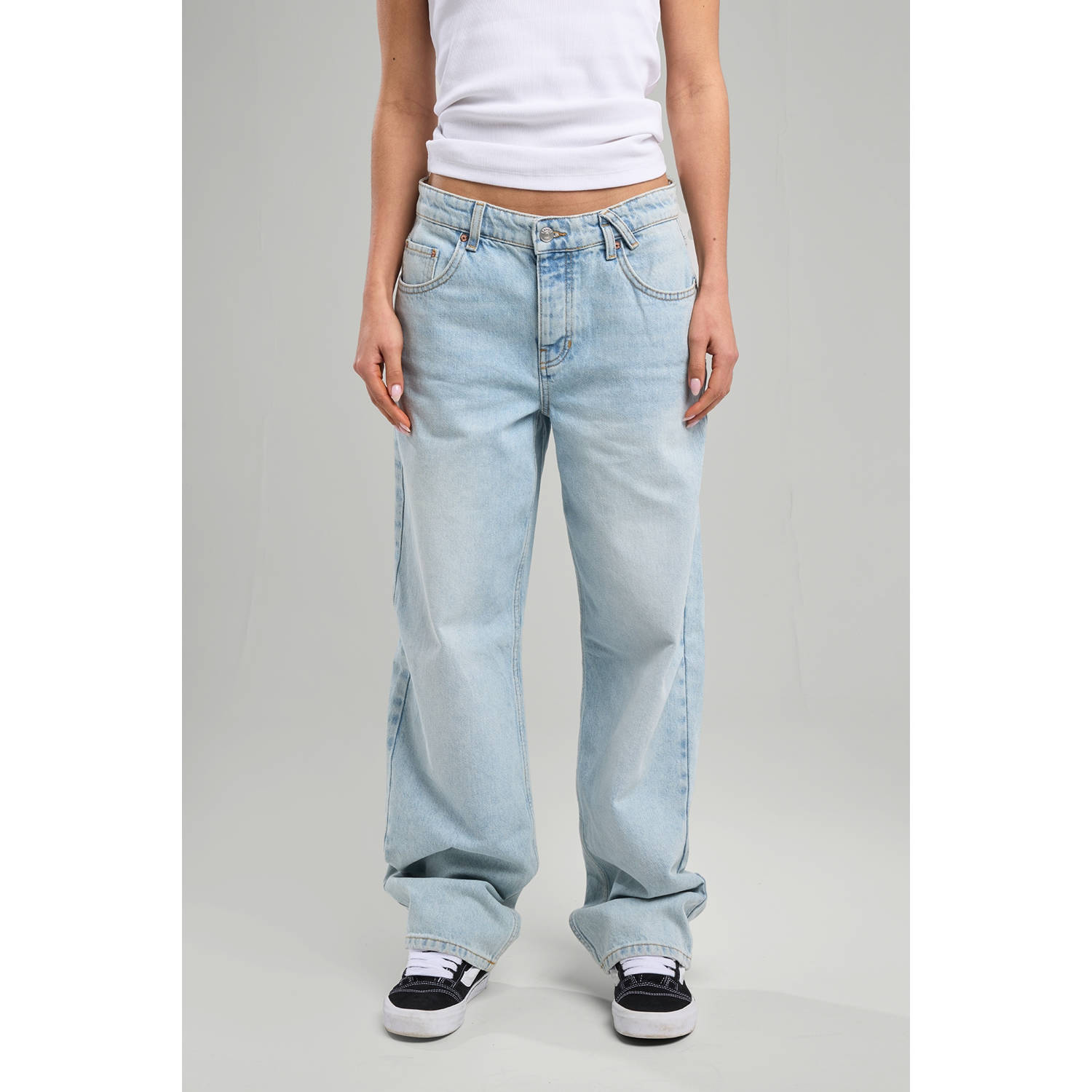 America Today low waist wide leg jeans light blue denim