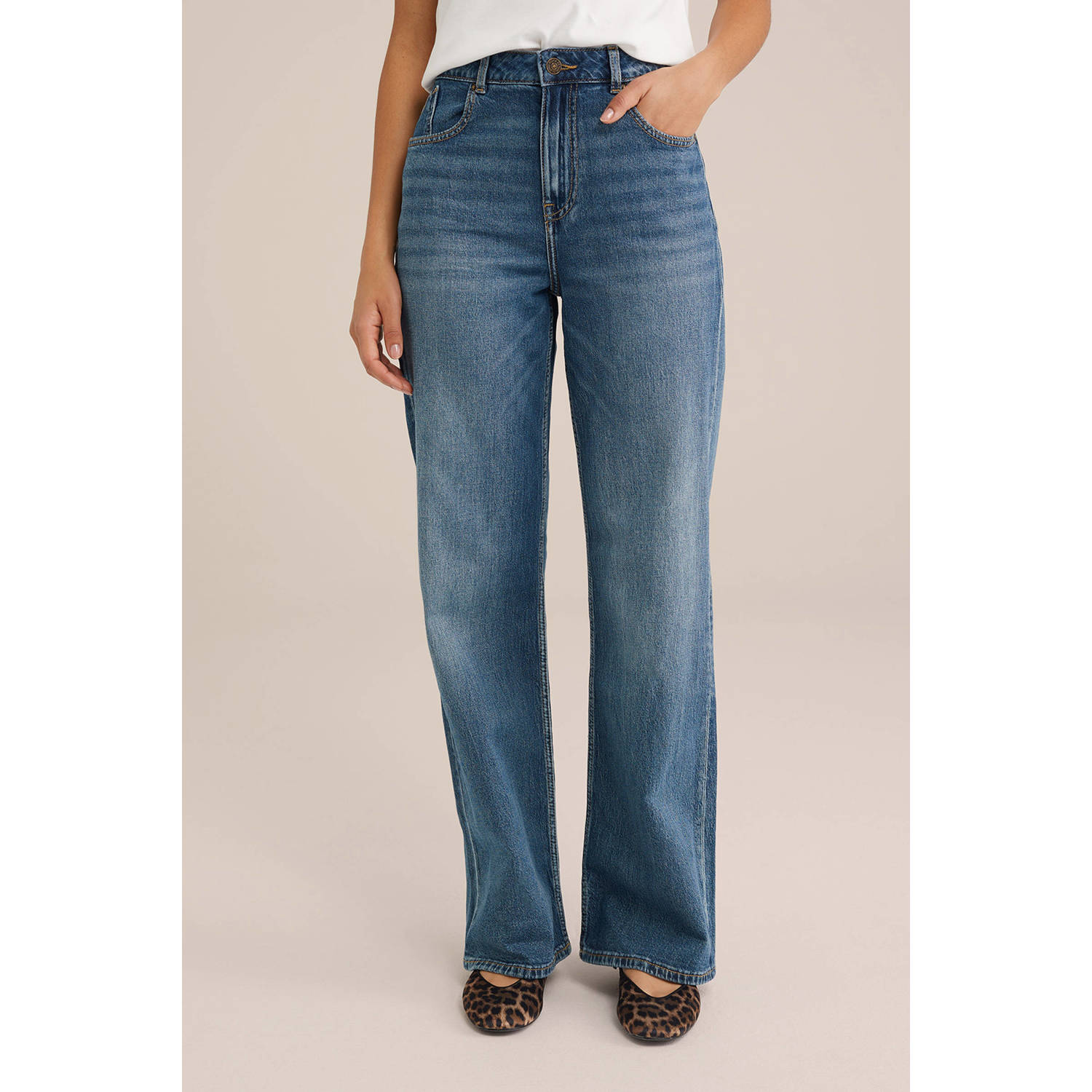 WE Fashion Blue Ridge high waist wide leg jeans dark blue denim