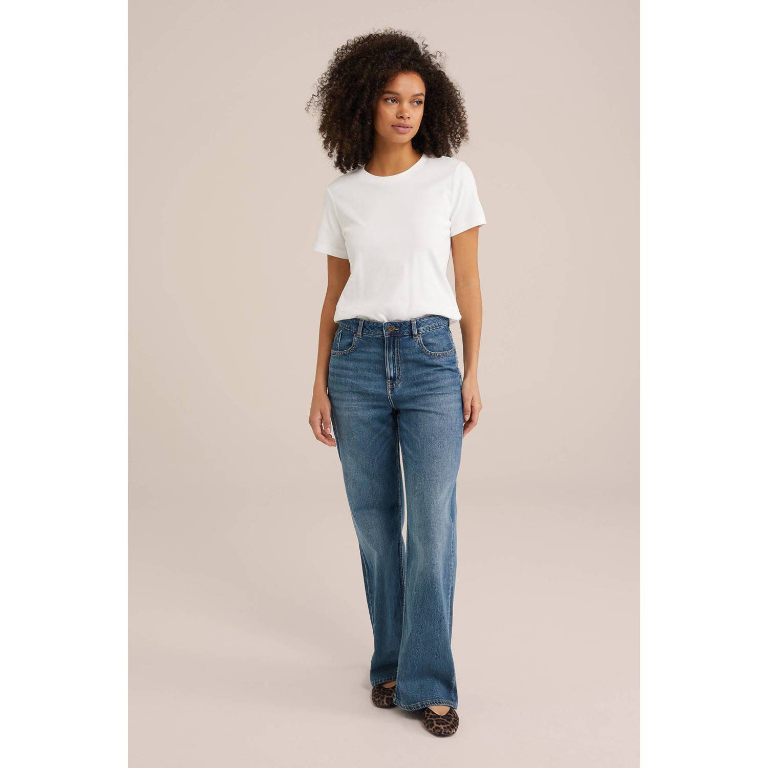 WE Fashion Blue Ridge high waist wide leg jeans dark blue denim