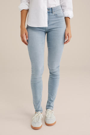 high waist skinny jeans light blue denim