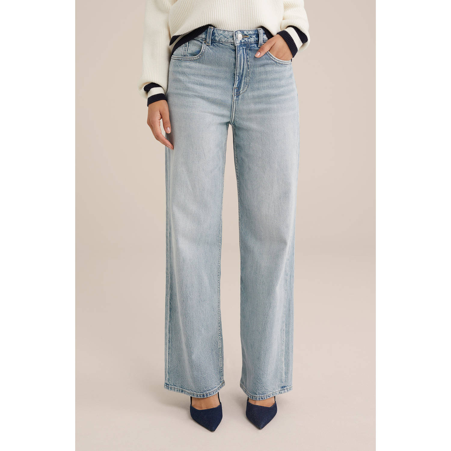 WE Fashion Blue Ridge high waist wide leg jeans light blue denim