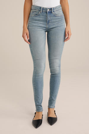 high waist skinny jeans medium blue denim