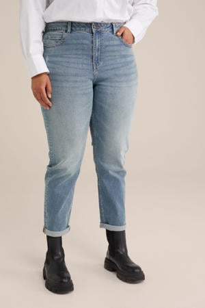 regular waist mom jeans medium blue denim