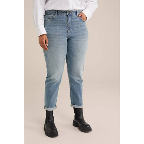 WE Fashion Curve regular waist mom jeans medium blue denim afbeelding
