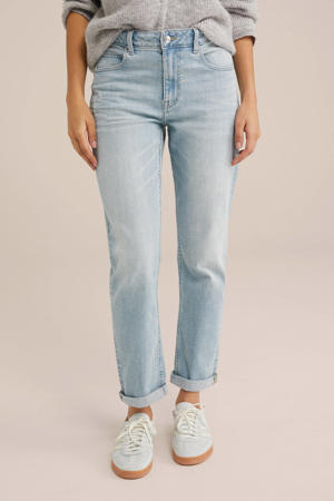 regular waist boyfriend jeans light blue denim