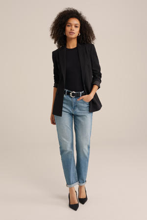 regular waist boyfriend jeans medium blue denim