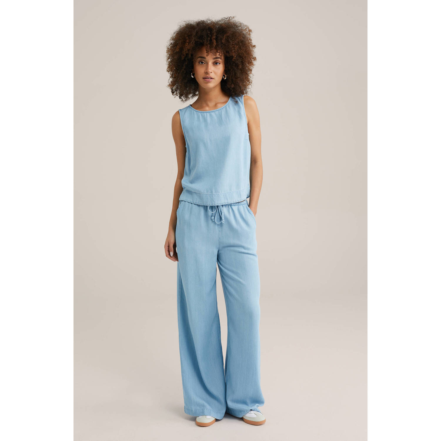 WE Fashion Blue Ridge regular waist broek light blue denim