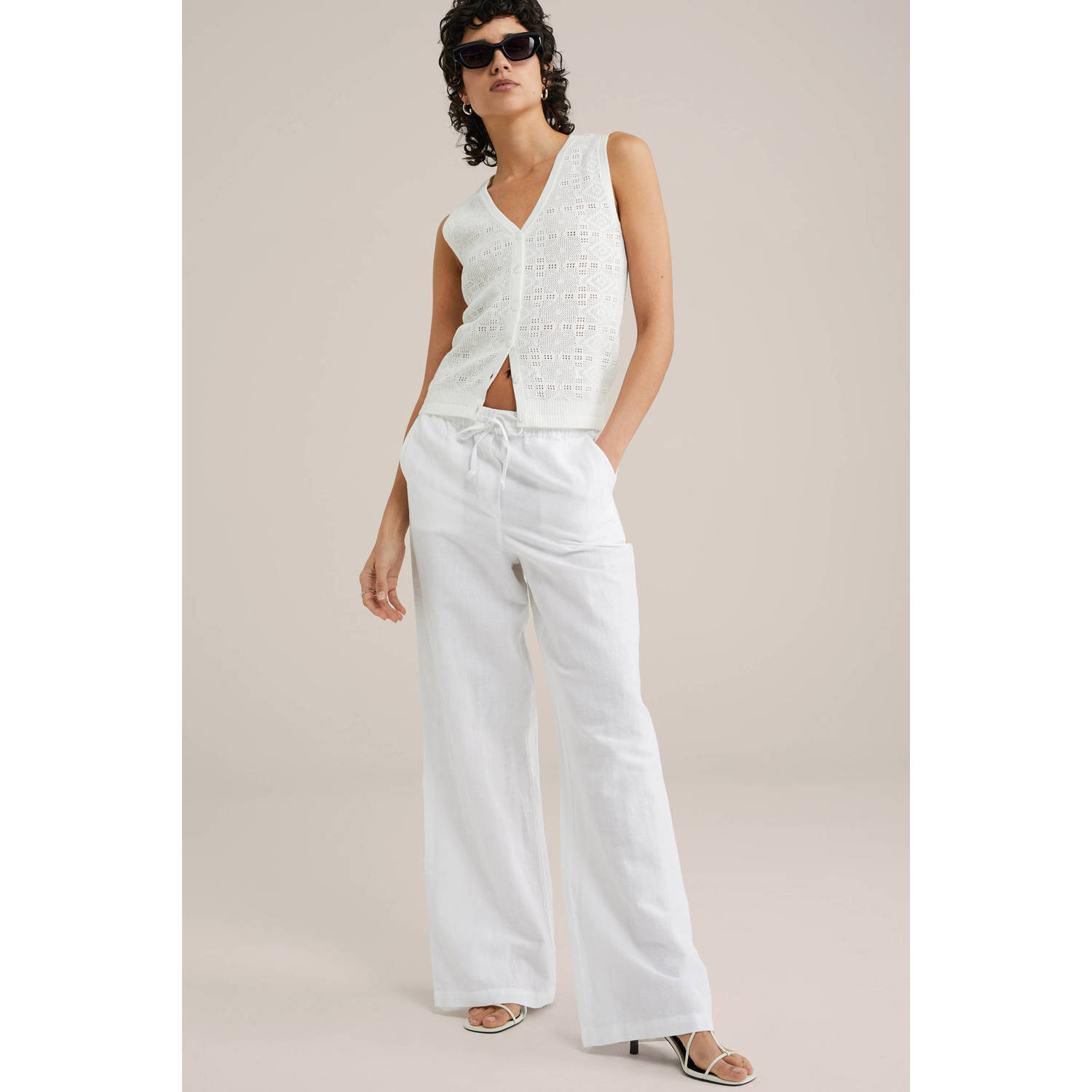 WE Fashion straight regular waist casual broek wit