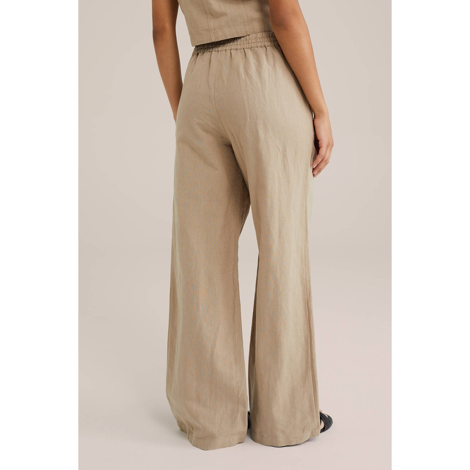 WE Fashion straight regular waist casual broek beige