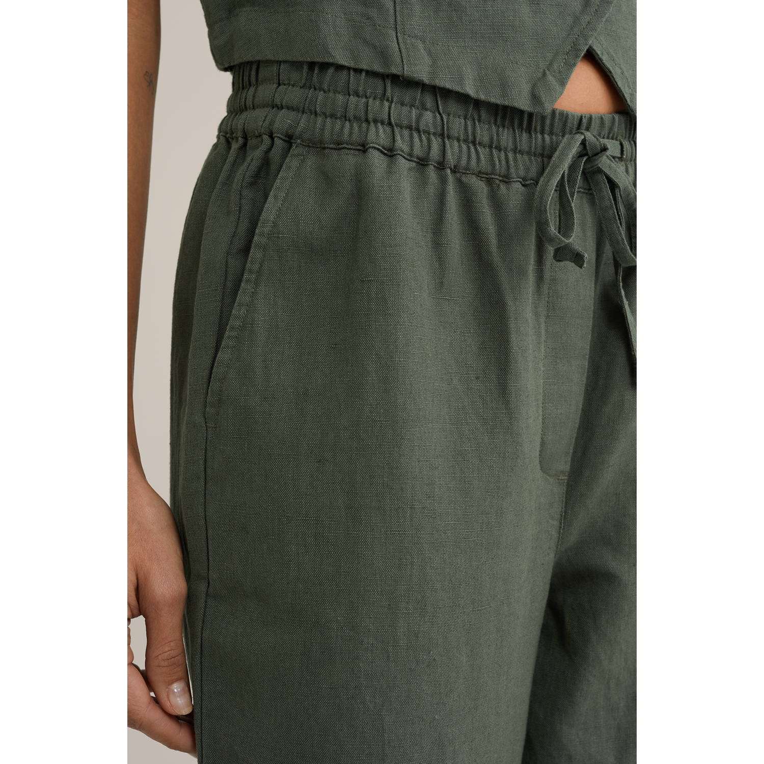 WE Fashion straight regular waist casual broek groen