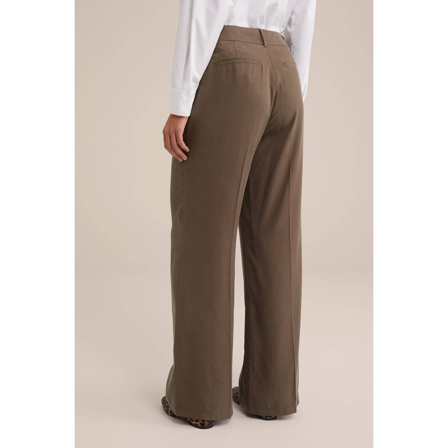 WE Fashion wide leg high waist casual broek bruin