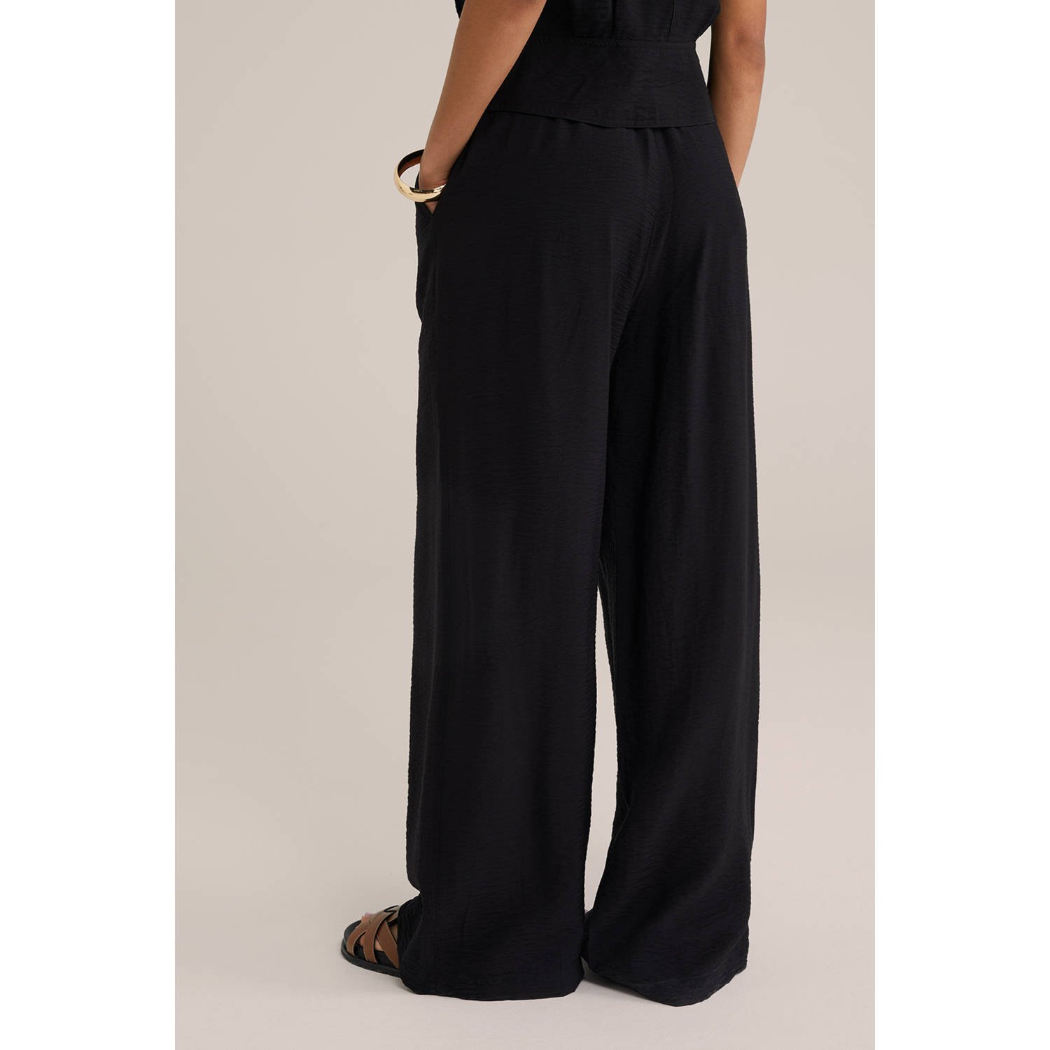 WE Fashion regular waist casual broek zwart