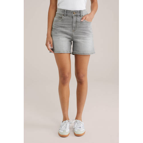 WE Fashion Blue Ridge slim fit short grey denim afbeelding