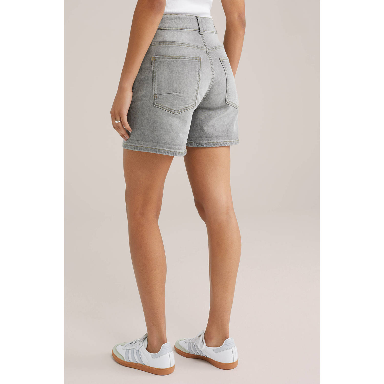 WE Fashion Blue Ridge slim fit short grey denim