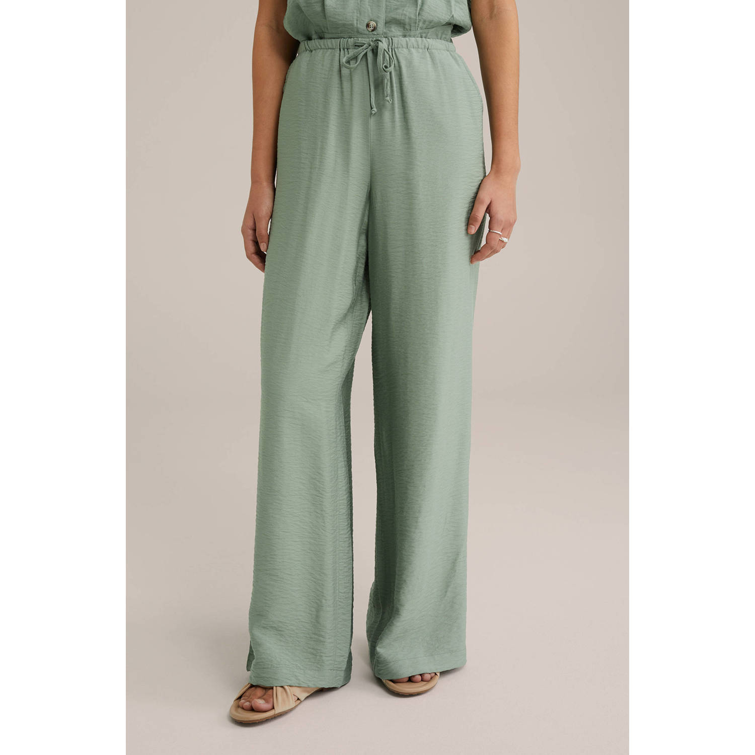 WE Fashion regular waist casual broek lichtgroen